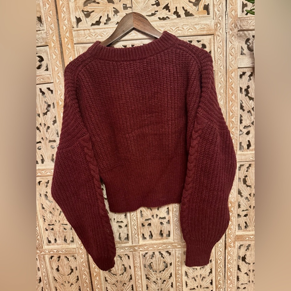 Rouje Burgundy Cable Knit Sweater - Picture 2 of 4